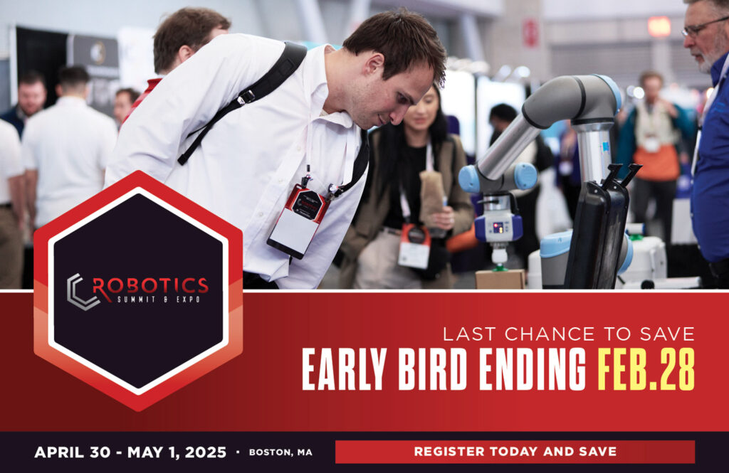 2025 Robotics Summit Early Bird 등록은 2 월 28 일에 끝납니다