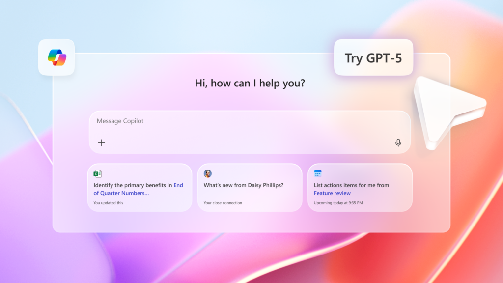 오늘 사용 가능 : Microsoft 365 Copilot의 GPT-5
